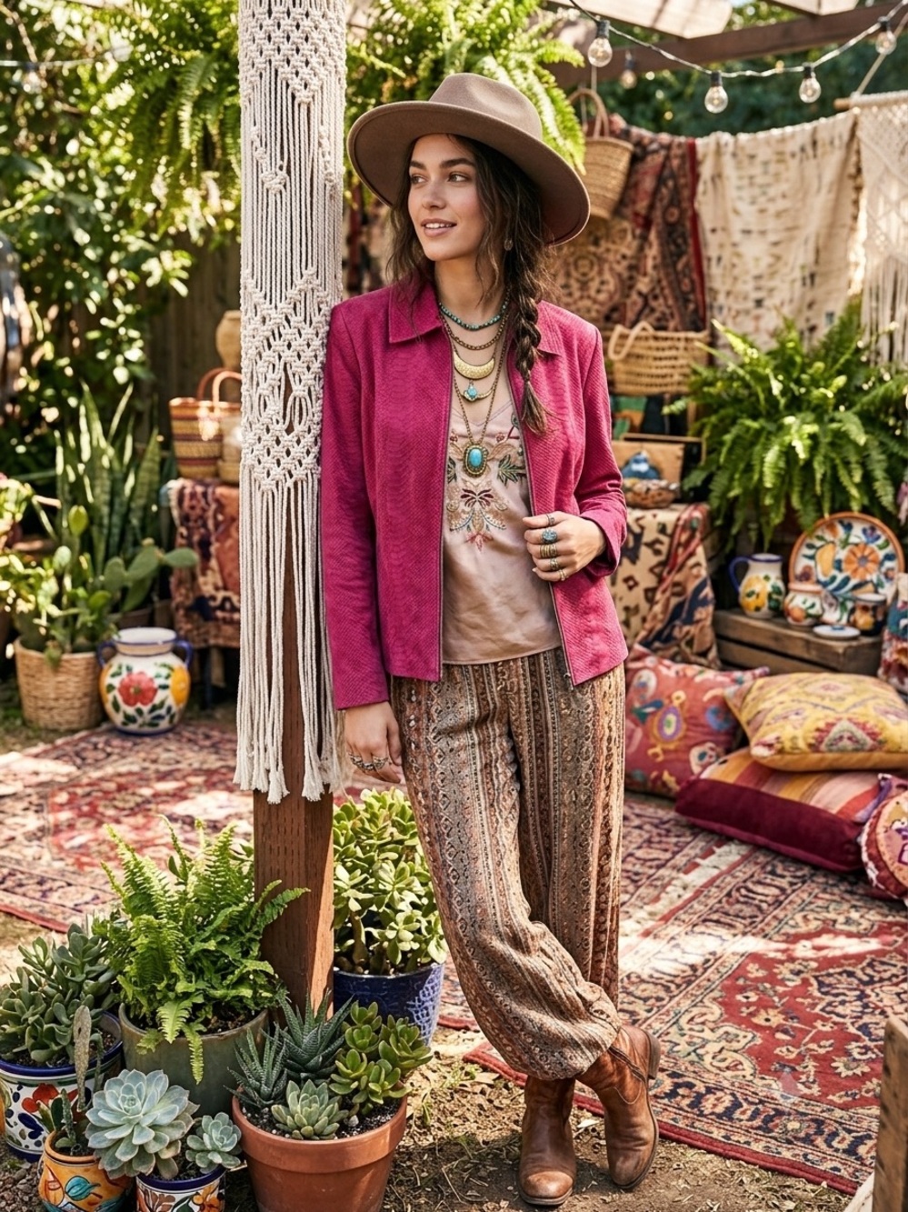 Bernardo Fuchsia Textured Zip-Front Jacket